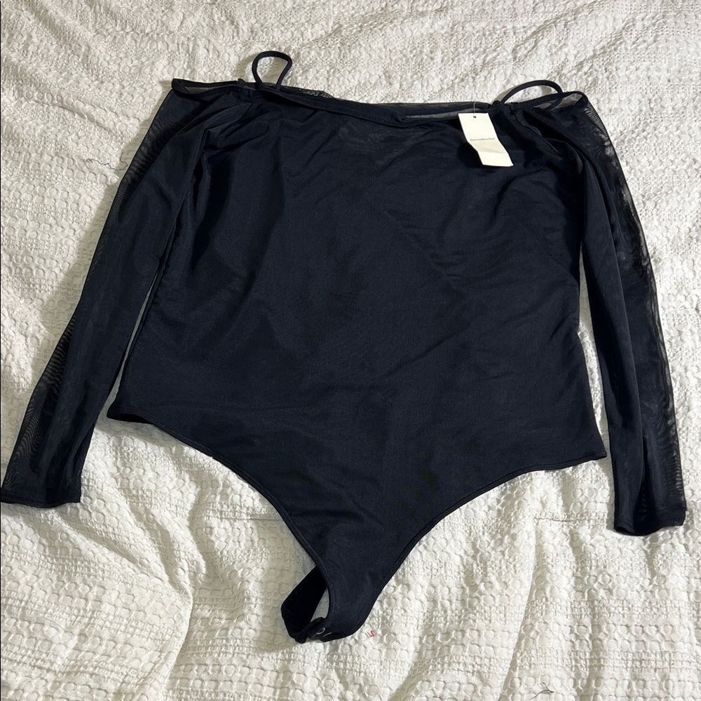 Abercrombie & Fitch Black Mesh Long Sleeve Bodysuit size XL